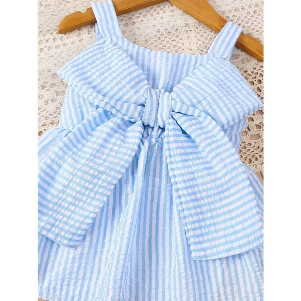 Sunshine Play Bubble Strap Set 2pcs Bow Top & Shorts, Cute Outdoor Outfit